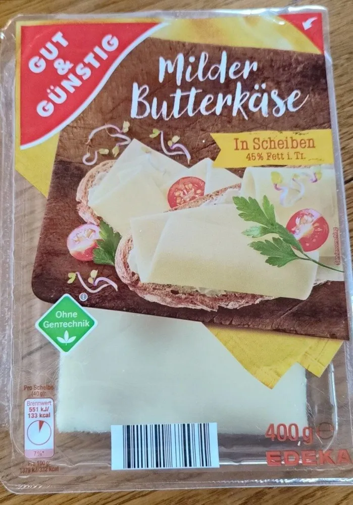 Milder Butterkäse in Scheiben
