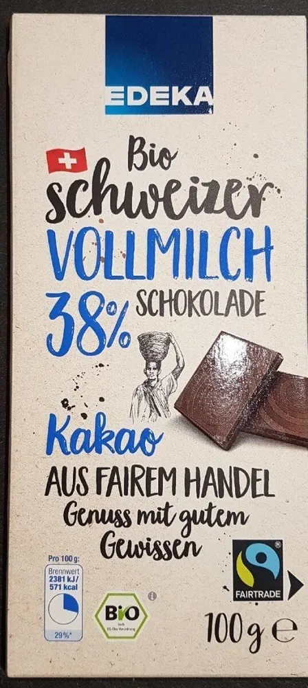 Bio Schweizer Vollmilch Schokolade
