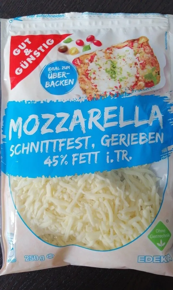 Mozzarella Schnittfest, Gerieben 45 % Fett