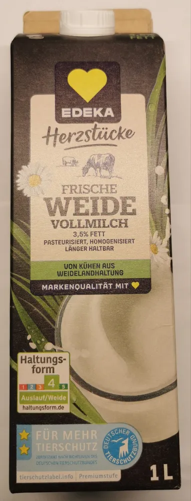 Frische Weide Vollmilch, 3,5 % Fett