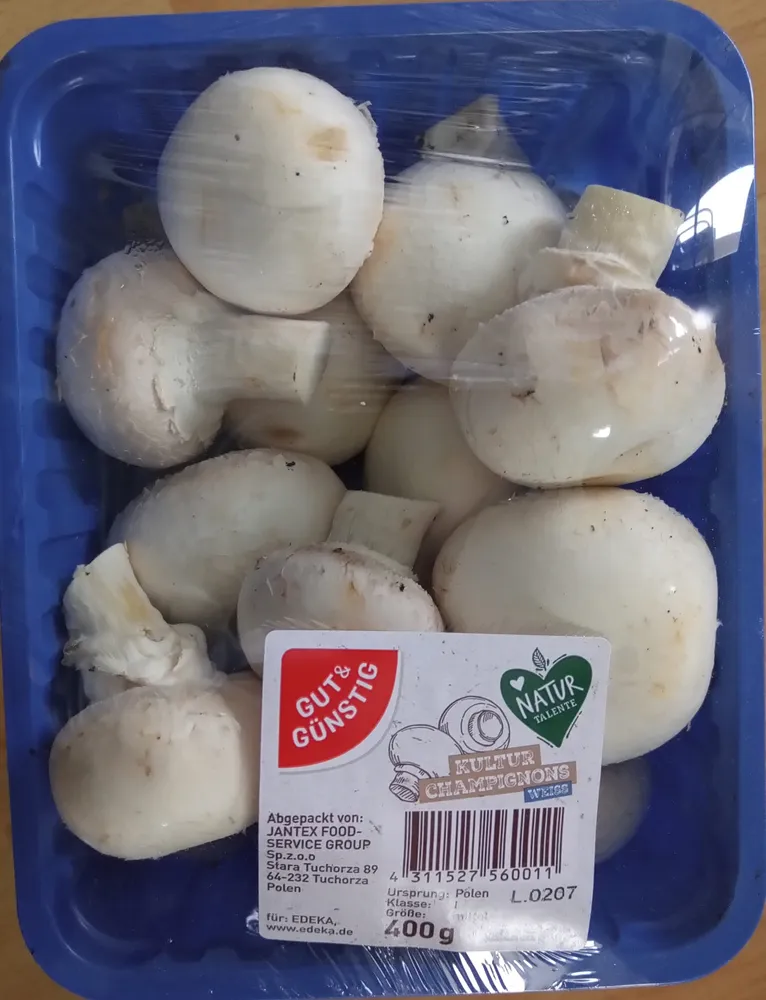 Kulturchampignons weiss Kl.1 400g Schale 1.39€ 1kg 3.48€