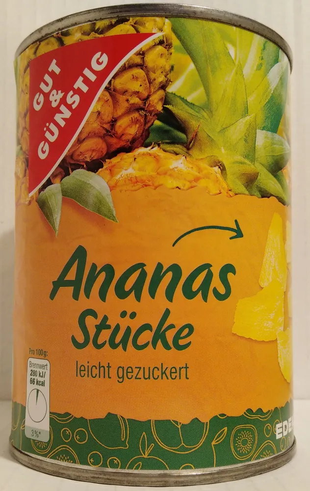 Ananas Stücke Leicht Gezuckert