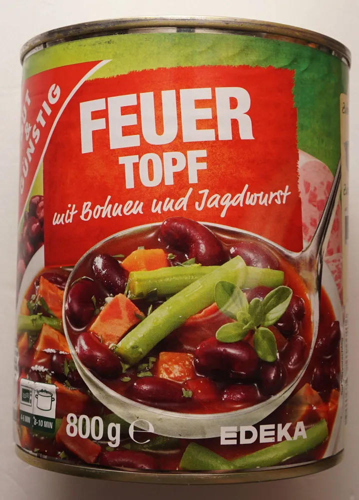 Feuertopf mit Bohnen und Jagdwurst