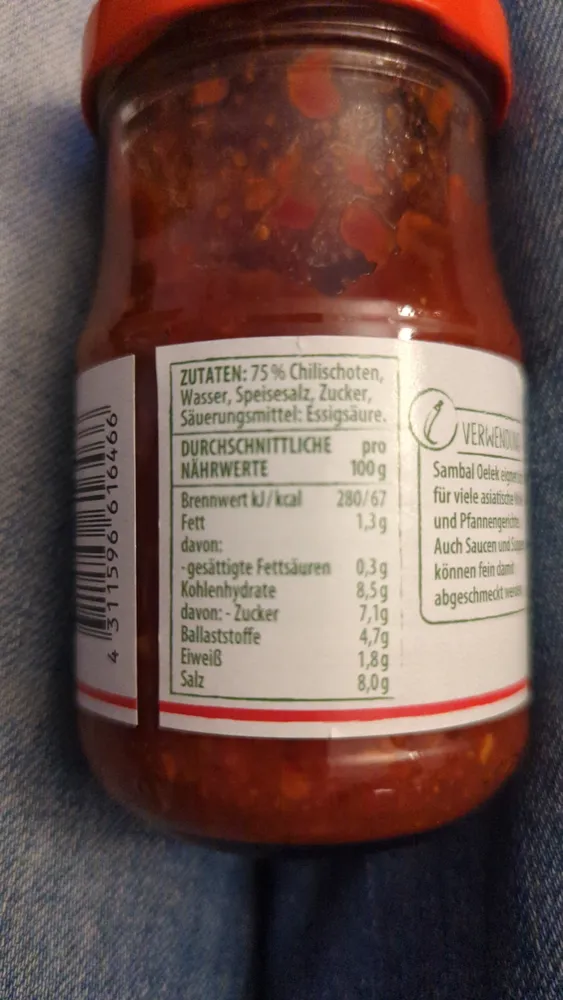 EDEKA Mìng Chú Sambal Oelek 200g 1,69€ 1kg 10.90€