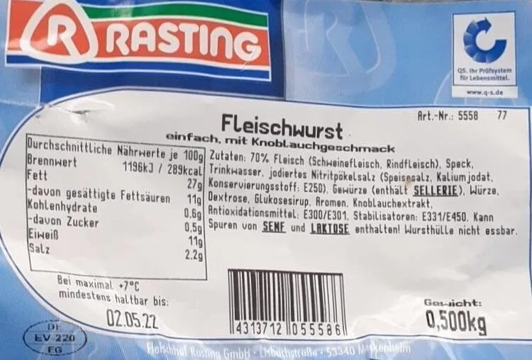 Fleischwurst einfach mit Knoblauchgeschmack