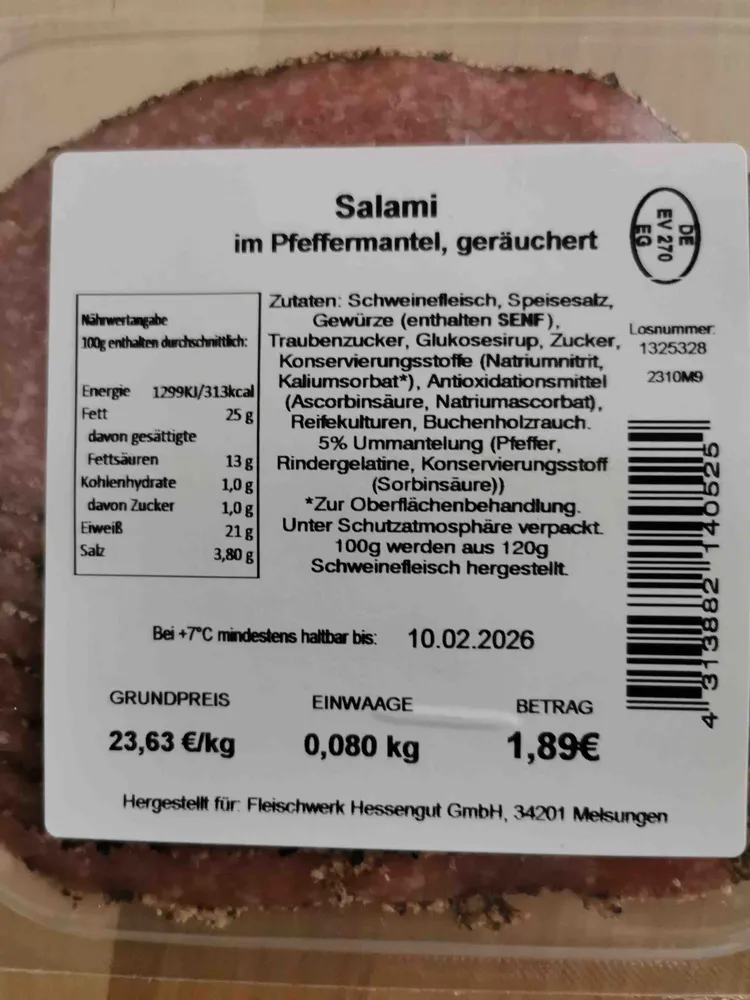 Salami Pfeffermantel