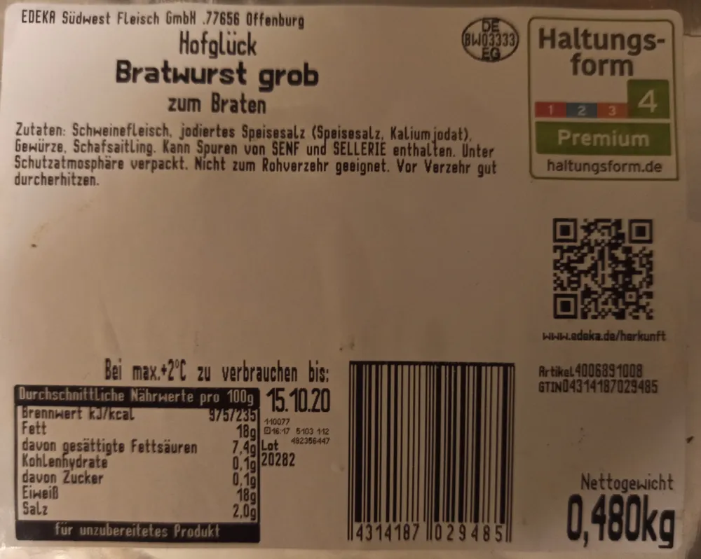 Bratwurst grob