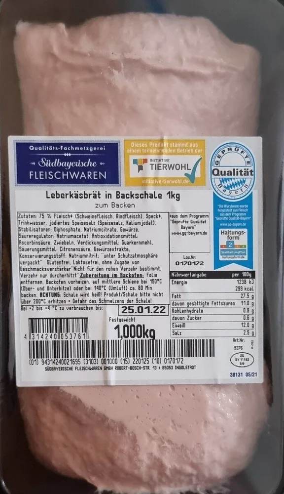 Leberkäsbrat in Backschale 1KG