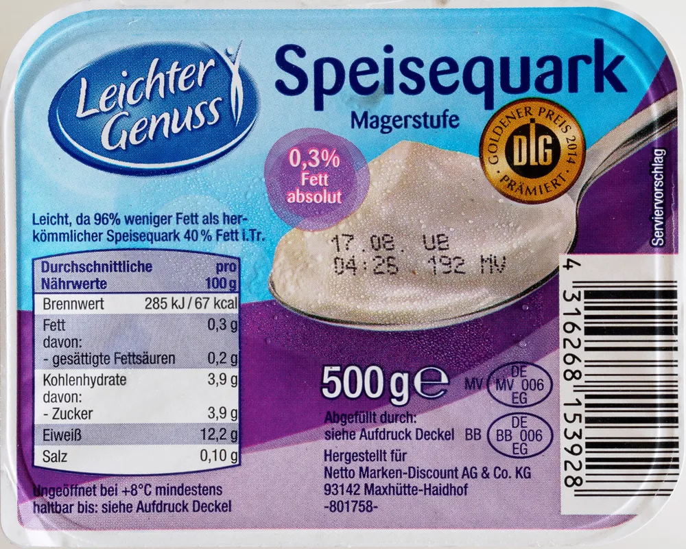 Speisequark Magerstufe