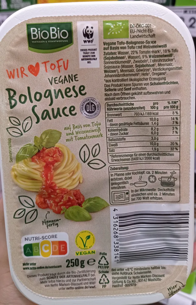 Tofu-Bolognese Sauce vegan * 12.21