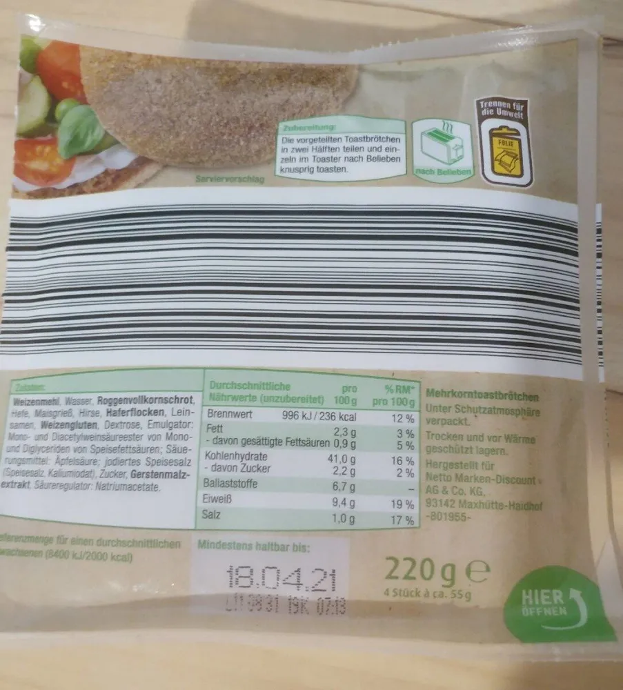 Mehrkorn Toastbrötchen