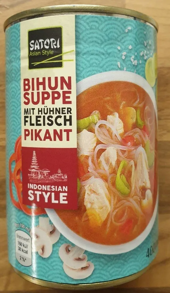 Bihun Suppe mit Hühnerfleisch pikant