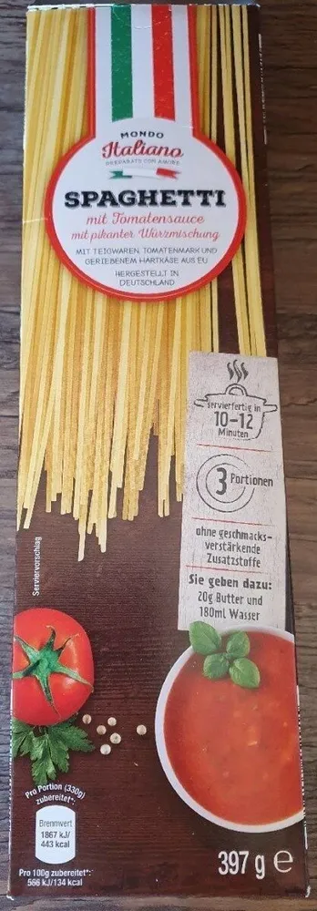Spaghetti mit Tomatensauce mit pikanter Würzmischung