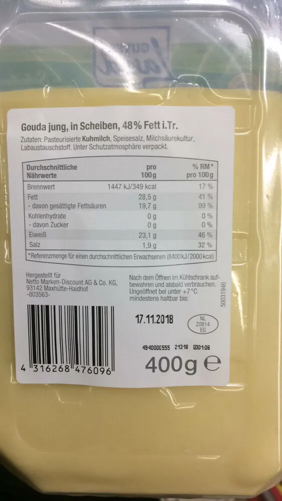 Gutes Land Gouda Jung in Scheiben