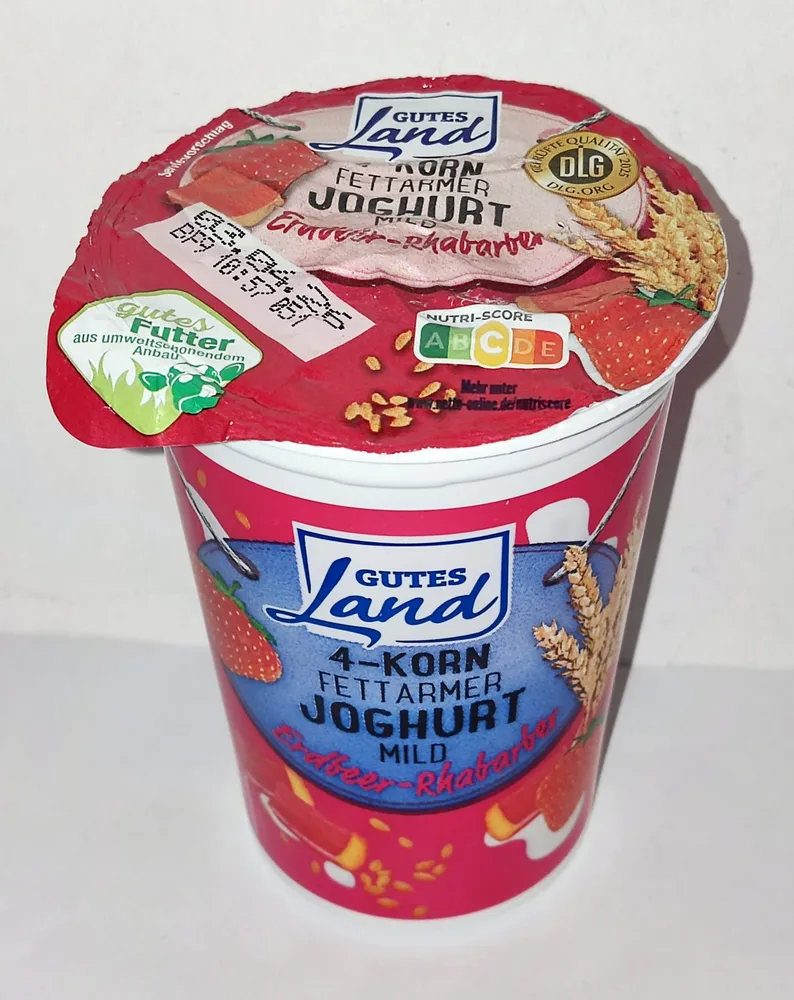 Fettarmer Joghurt 4-Korn - Erdbeer-Rhabarber