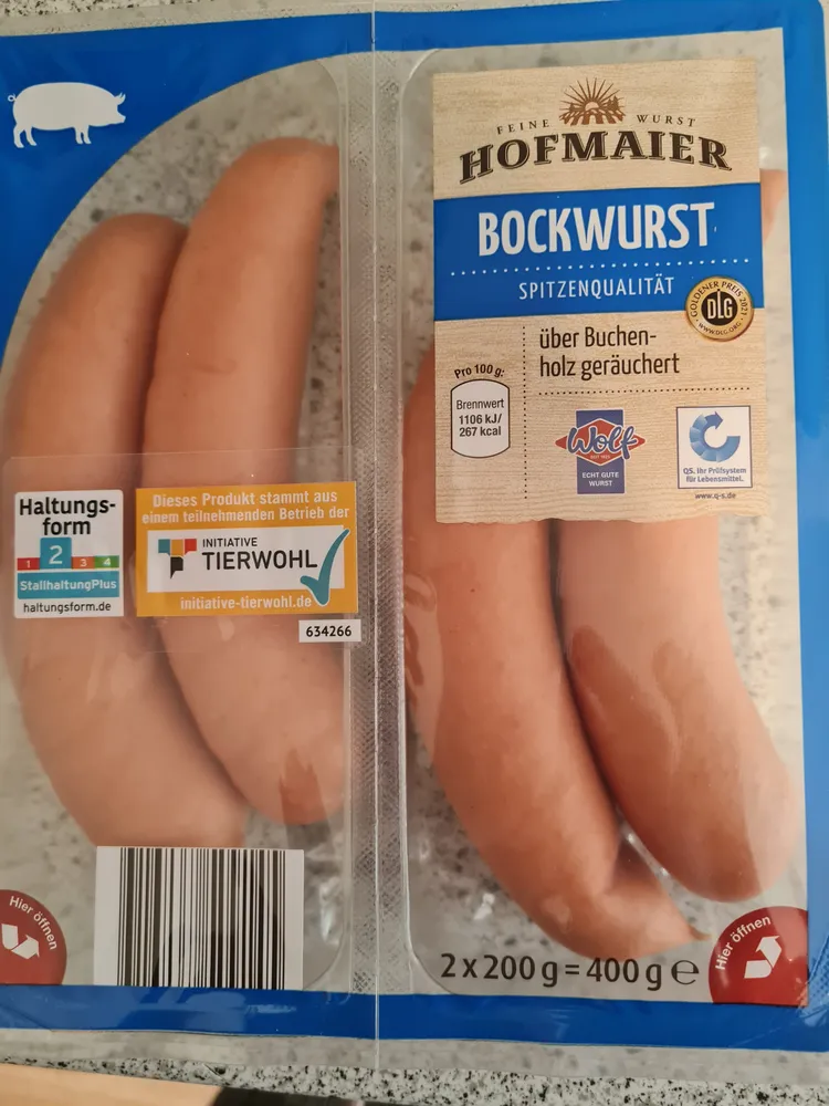 Hofmaier Bockwurst über Buchenholz geräuchert