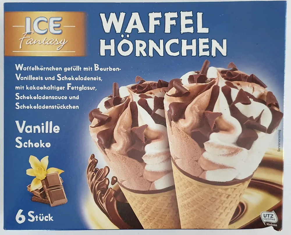 Waffelhörnchen Vanille-Schoko