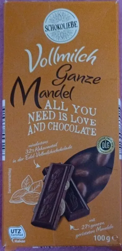 Schokolade Vollmilch Ganze Mandel