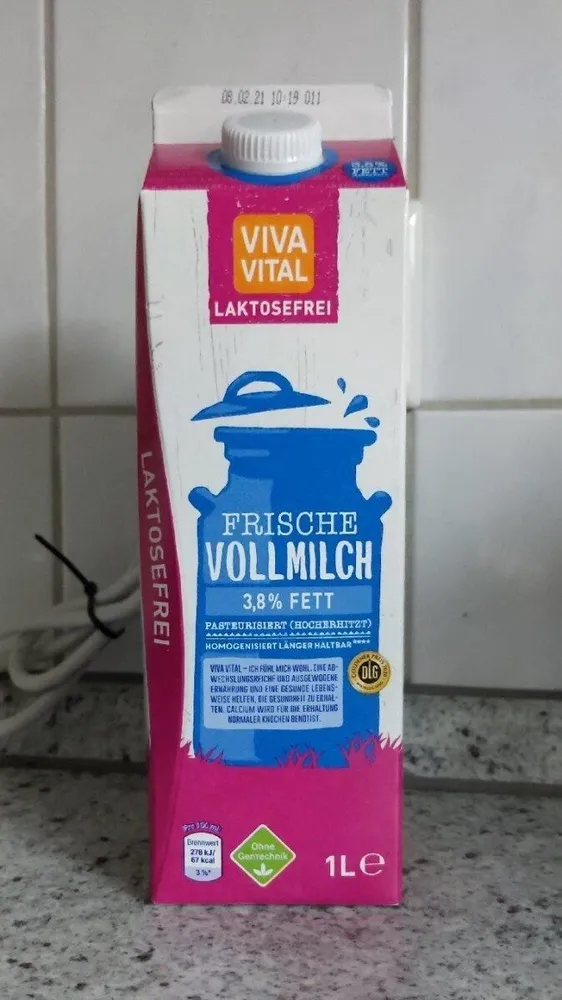 Frische Vollmilch Laktosefrei