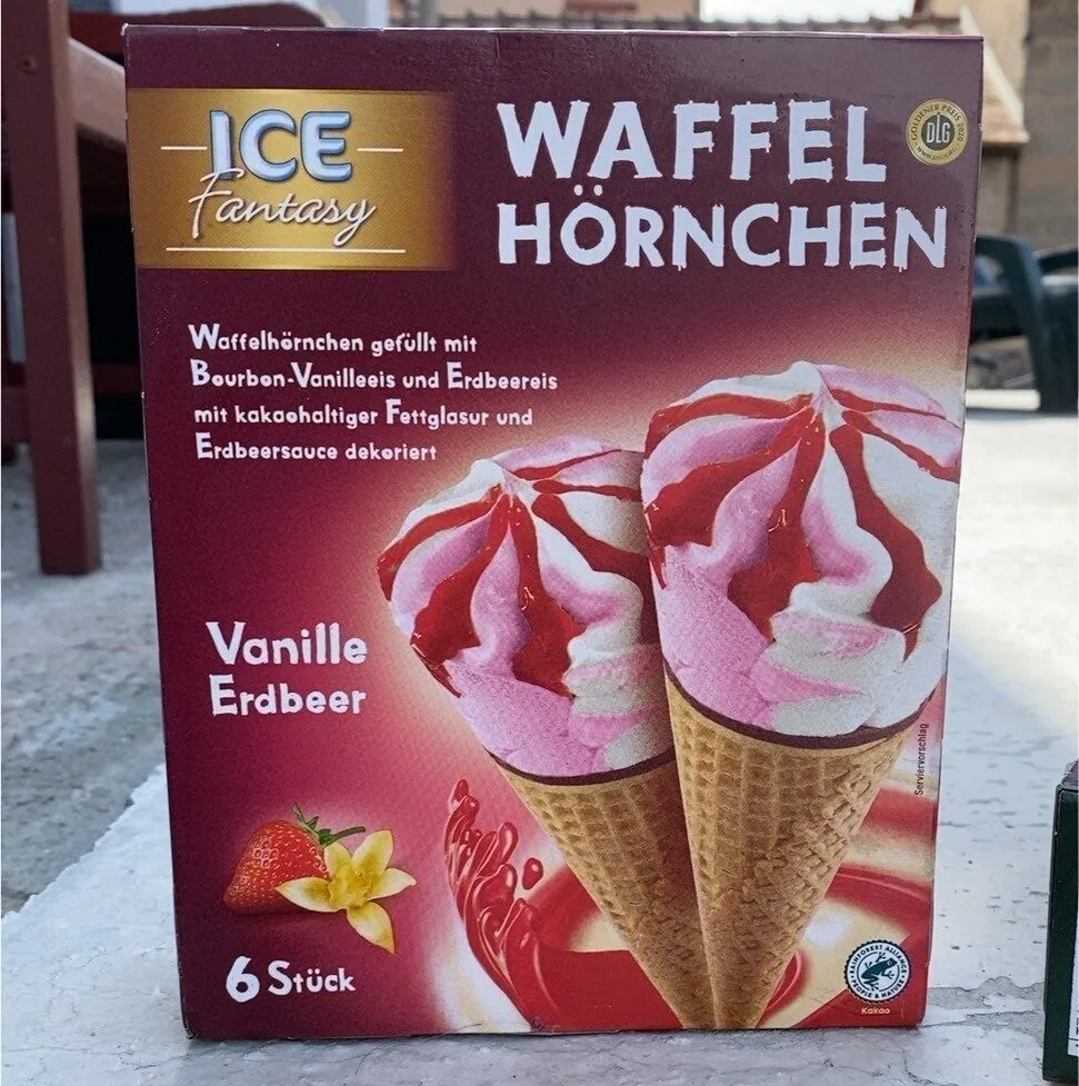 WAFFEL HÖRNCHEN Vanille Erdbeer