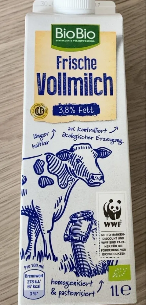 Frische Vollmilch 3,8% Fett