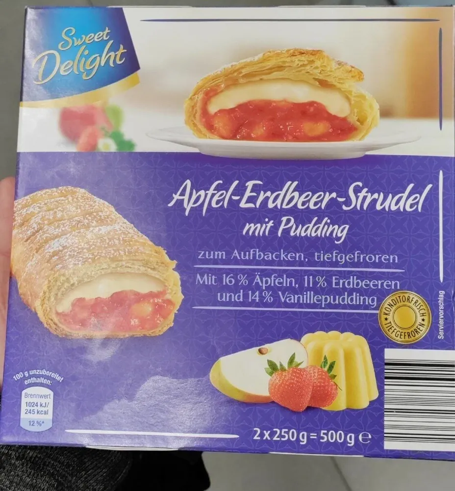 Apfel-Erdbeer-Strudel mit Pudding