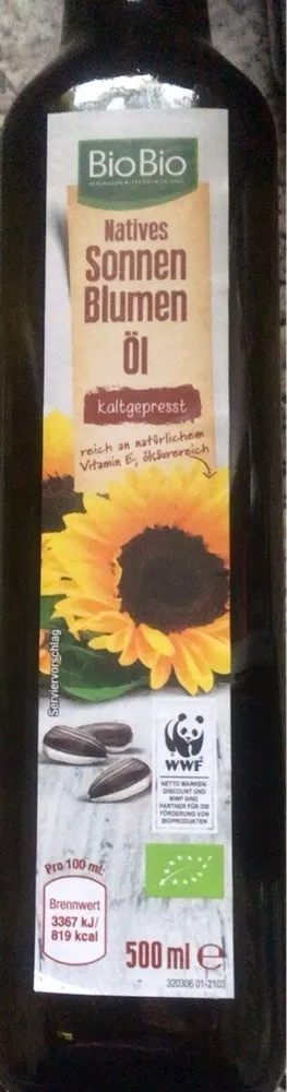 Natives Sonnenblumenöl, kaltgepresst