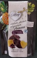 Schokoriegel,getrocknete und gezuckerte  Ananas
