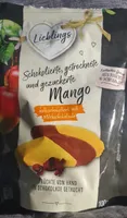 Schockolierte getrocknete und gezuckerte Mangos