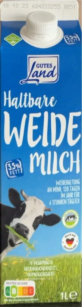 Haltbare Weide Milch