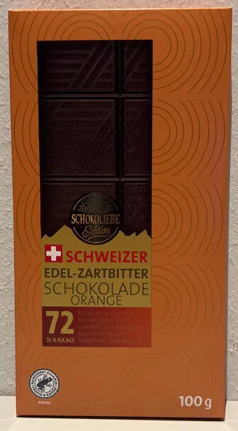 Schweizer Edel-Zartbitter Schokolade Orange