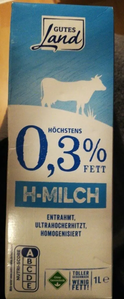 HÖCHSTENS 0,3% FETT H-MILCH