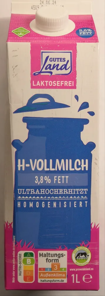 H-Vollmilch 3,8% Fett laktosefrei