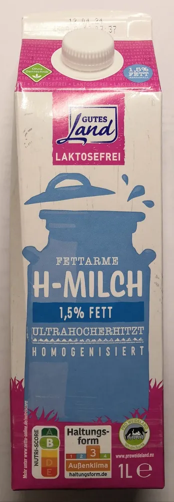 fettarme H-Milch 1,5% laktosefrei