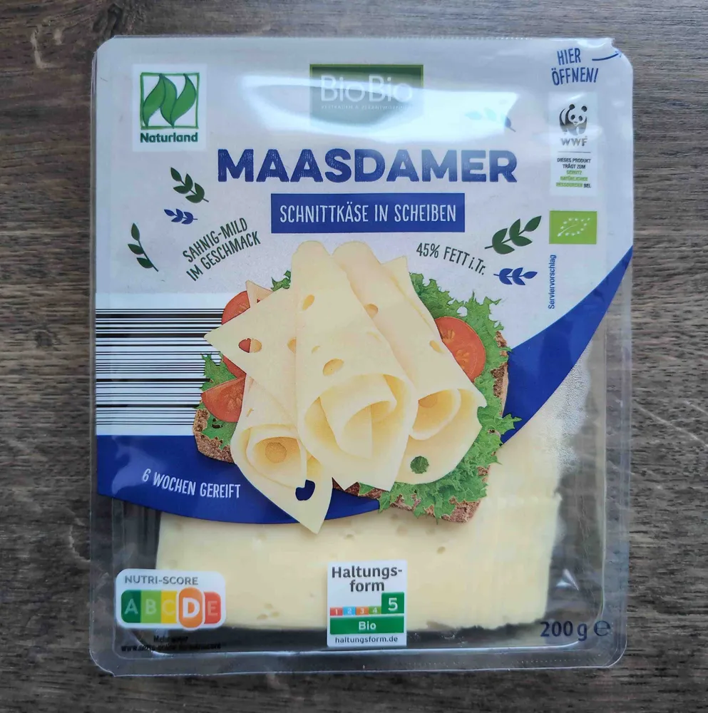 Maasdamer Schnittkäse in Scheiben