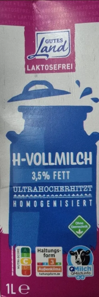 H-Vollmilch laktosefrei, 3,5% Fett