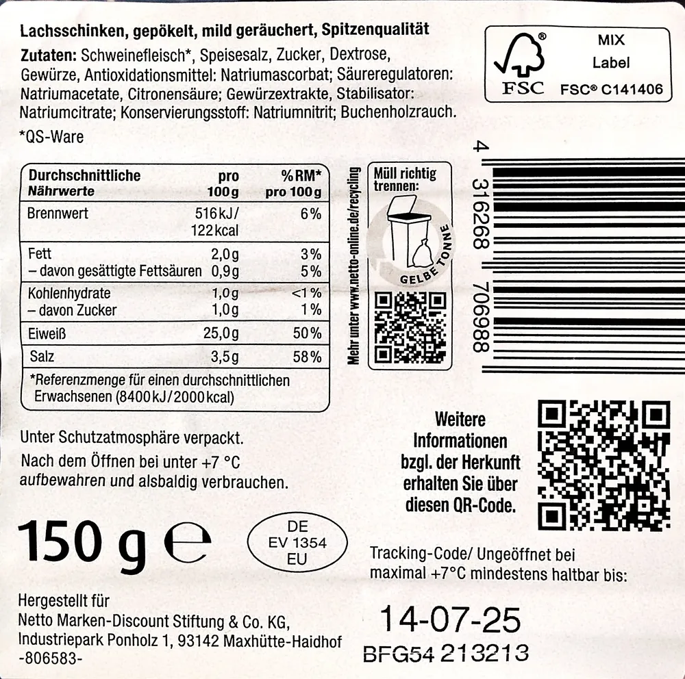 Lachsschinken mild geräuchert