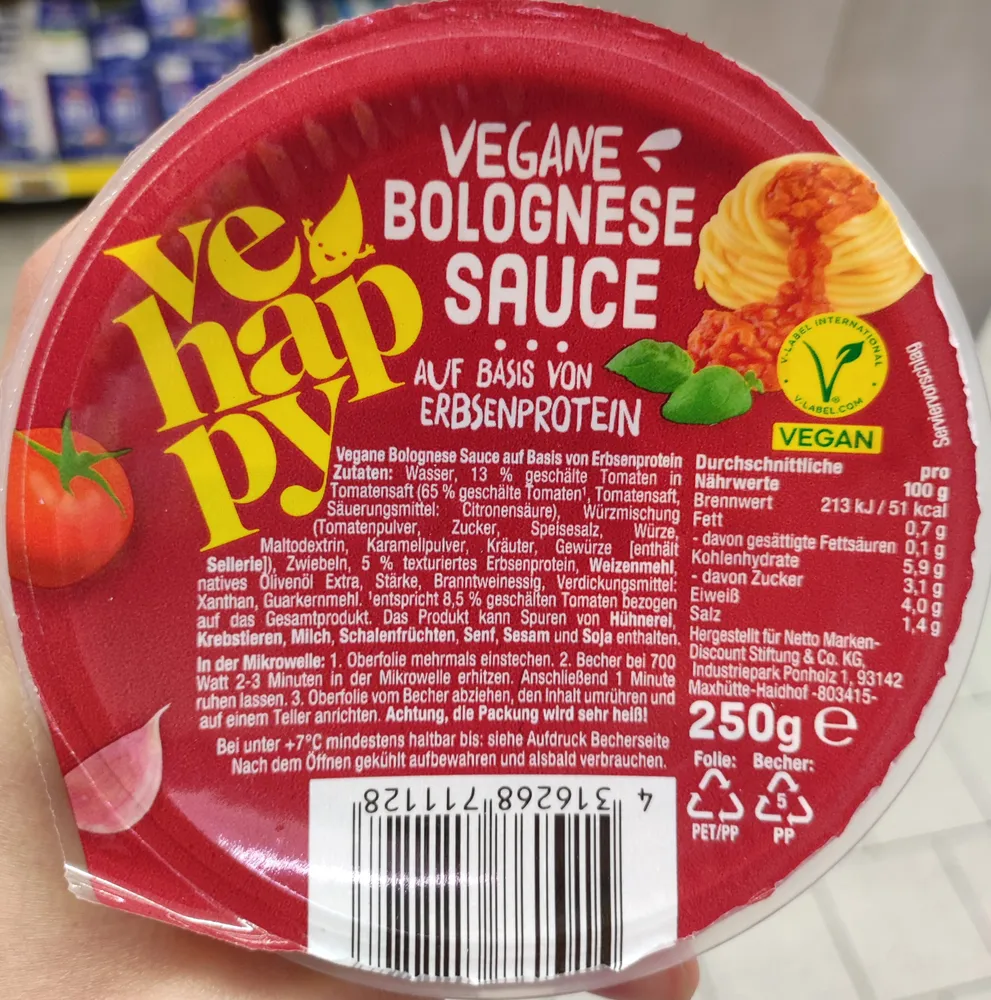 Vegane Bolognese Sauce auf Erbsenprotein