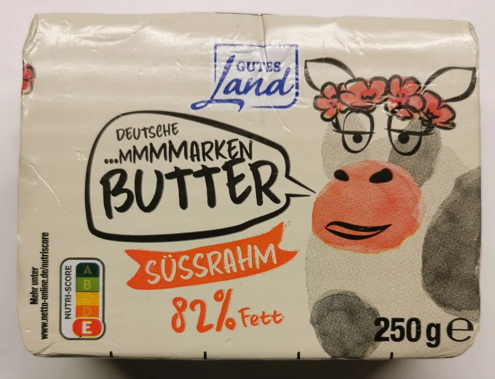 Deutsche Markenbutter, Süßrahm, 82 % Fettgehalt