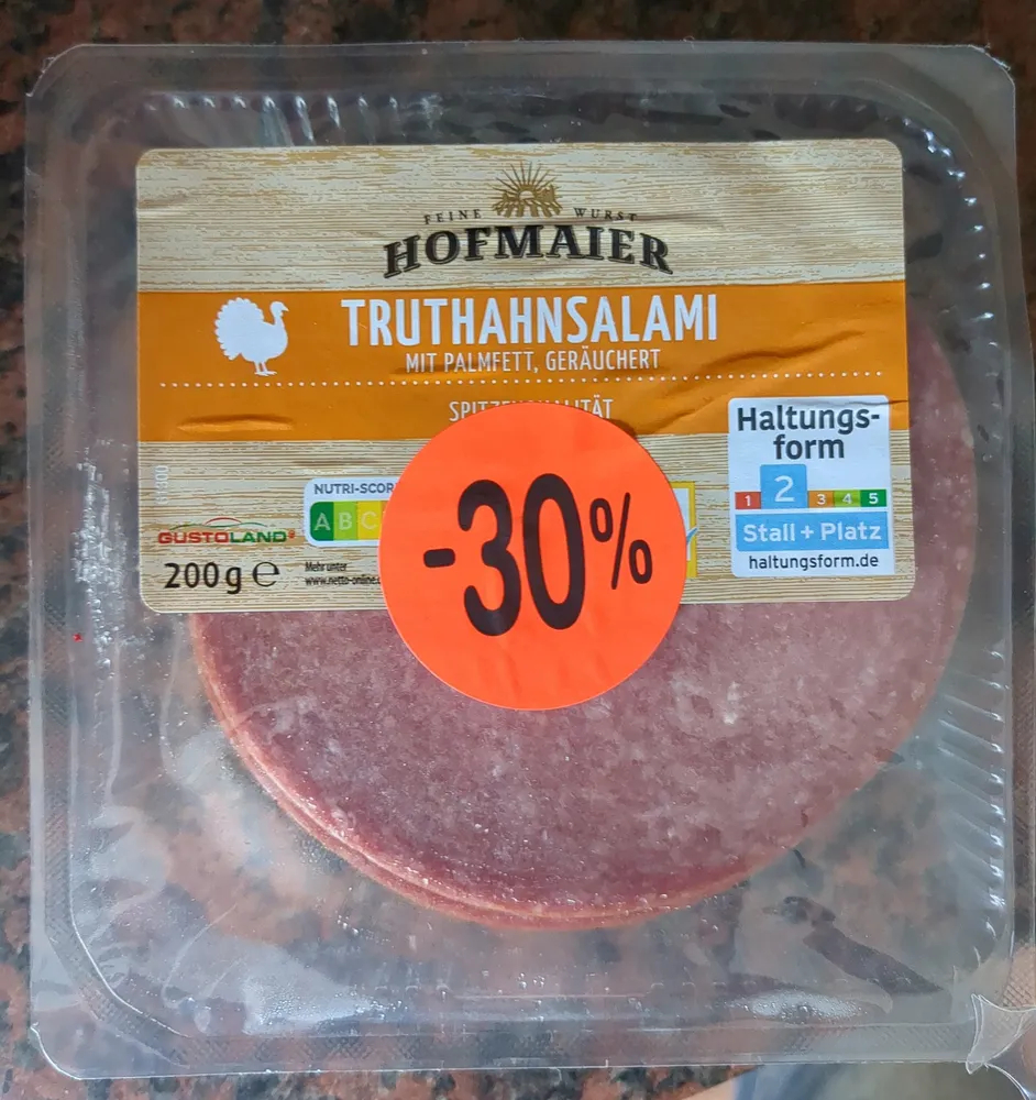 Truthahnsalami – mit Palmfett, Geräuchert
