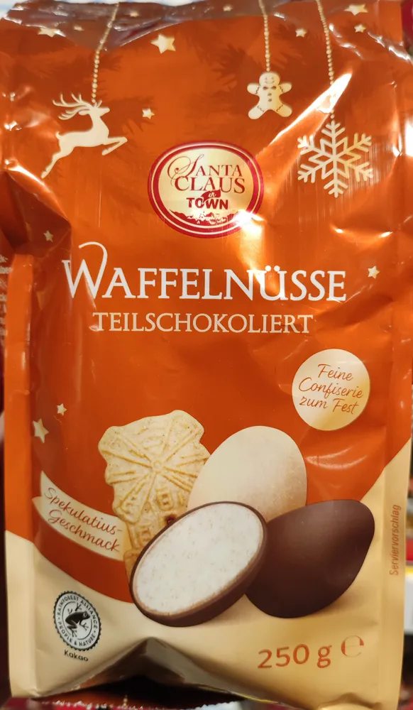Waffelnüsse Teilschokoliert Spekulatius-Geschmack