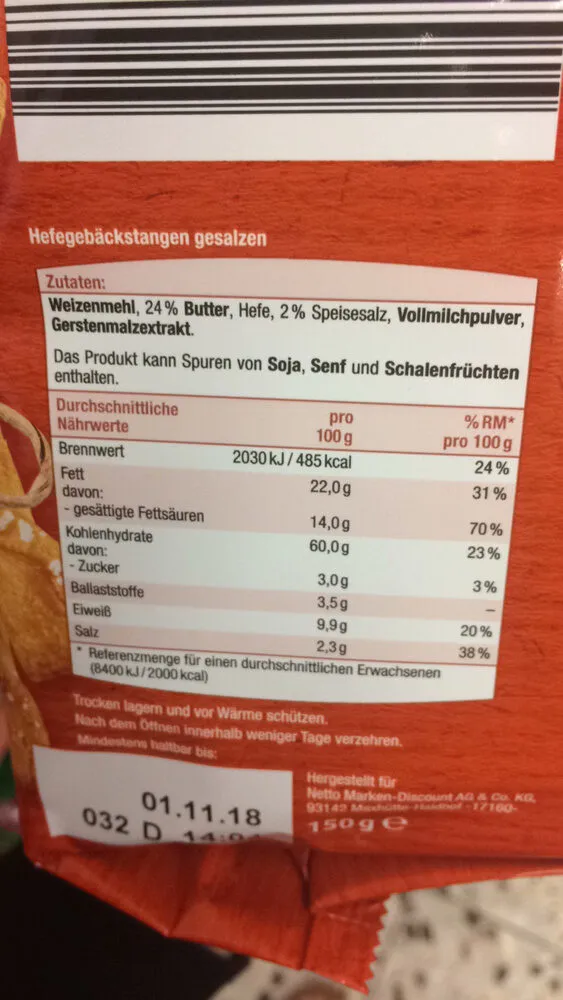 Salz-Gebäckstangen | mit Butter verfeinert
