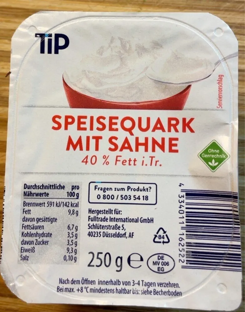 Speisequark mit Sahne
