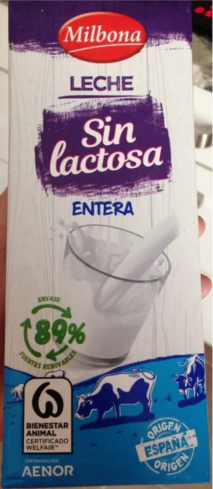 Leche entera sin lactosa