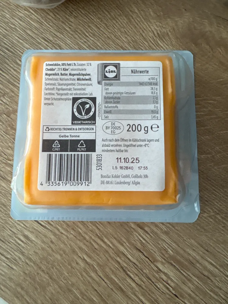 Sandwich Scheiben mit Cheddar