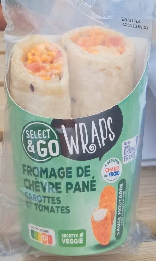 Wraps fromage de chèvre pané carottes et tomates