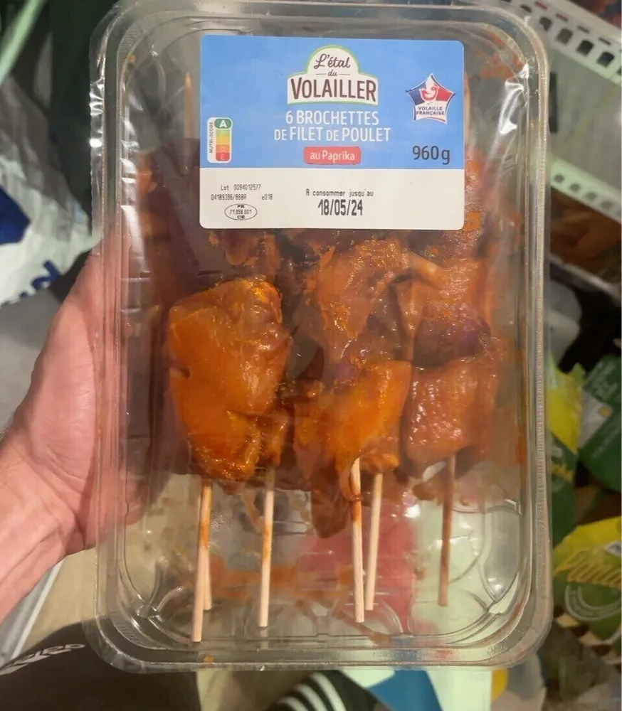 Brochettes de de filet de poulet