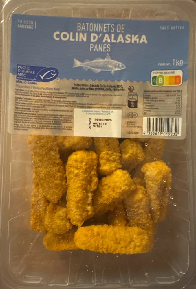 Bâtonnets de colin panés