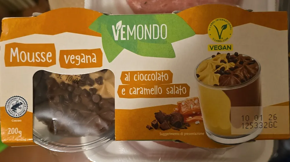Mousse vegana cioccolato e caramello