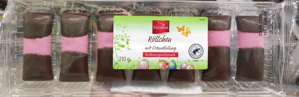 Röllchen mit Cremefüllung Erdbeergeschmack